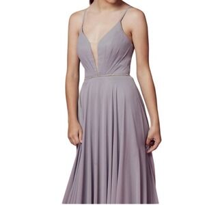 Nox‎ Anabel Silver Gray Sleeveless Rhinestone Formal Gown Sz 18 Bridesmaid Prom